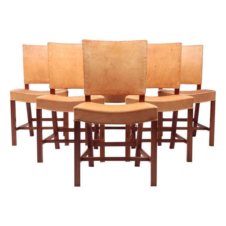 Set of Six Dining Chairs “The Red Chair” by Kaare Klint, Denmark, 1927